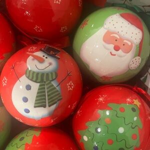 Holiday Ornament  - Red and Green Santa, Christmas Tree & Snowman.